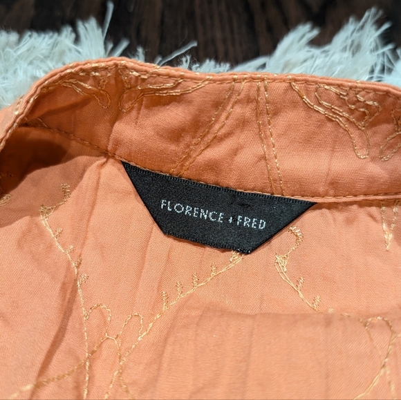 Florence + Fred Embroidered Crinkle Coral Button-Up Blouse - Picture 4 of 4